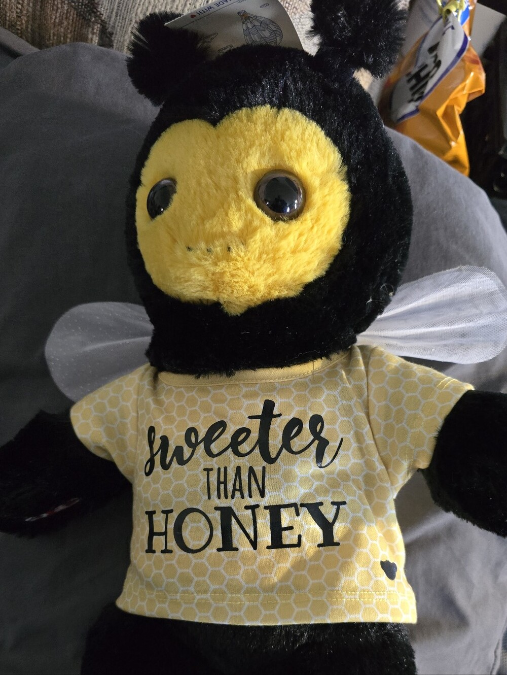 Build a Bear Bee wearing a sweeter than honey shirt